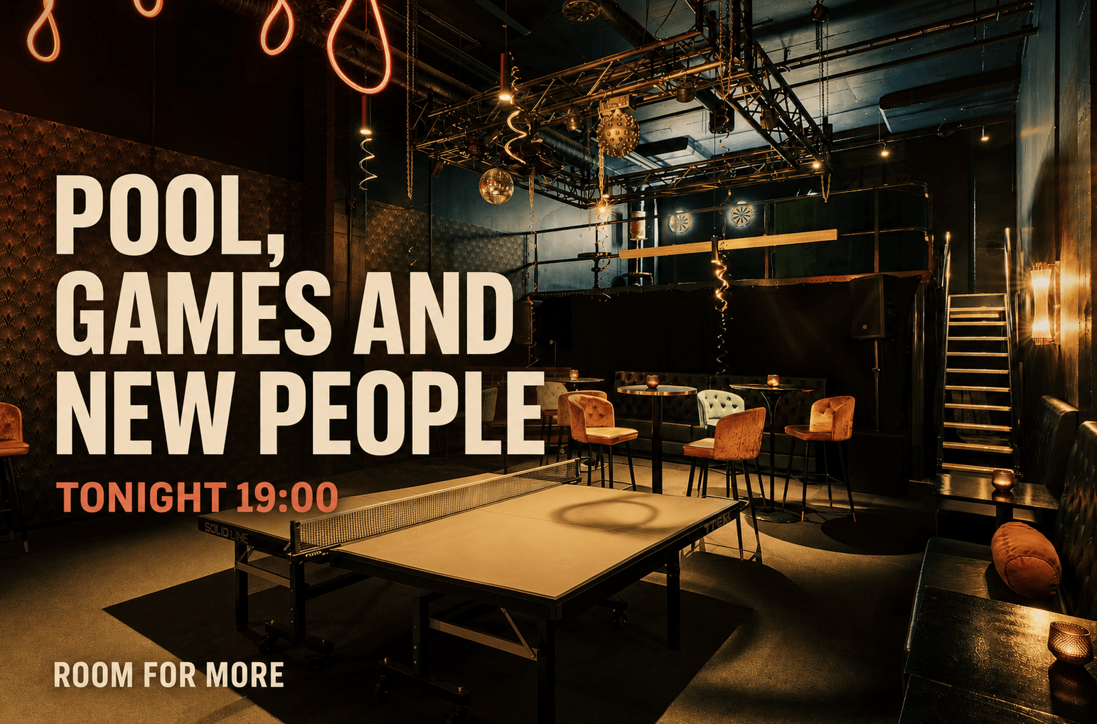 Pool, party games and new people at Cue, event image