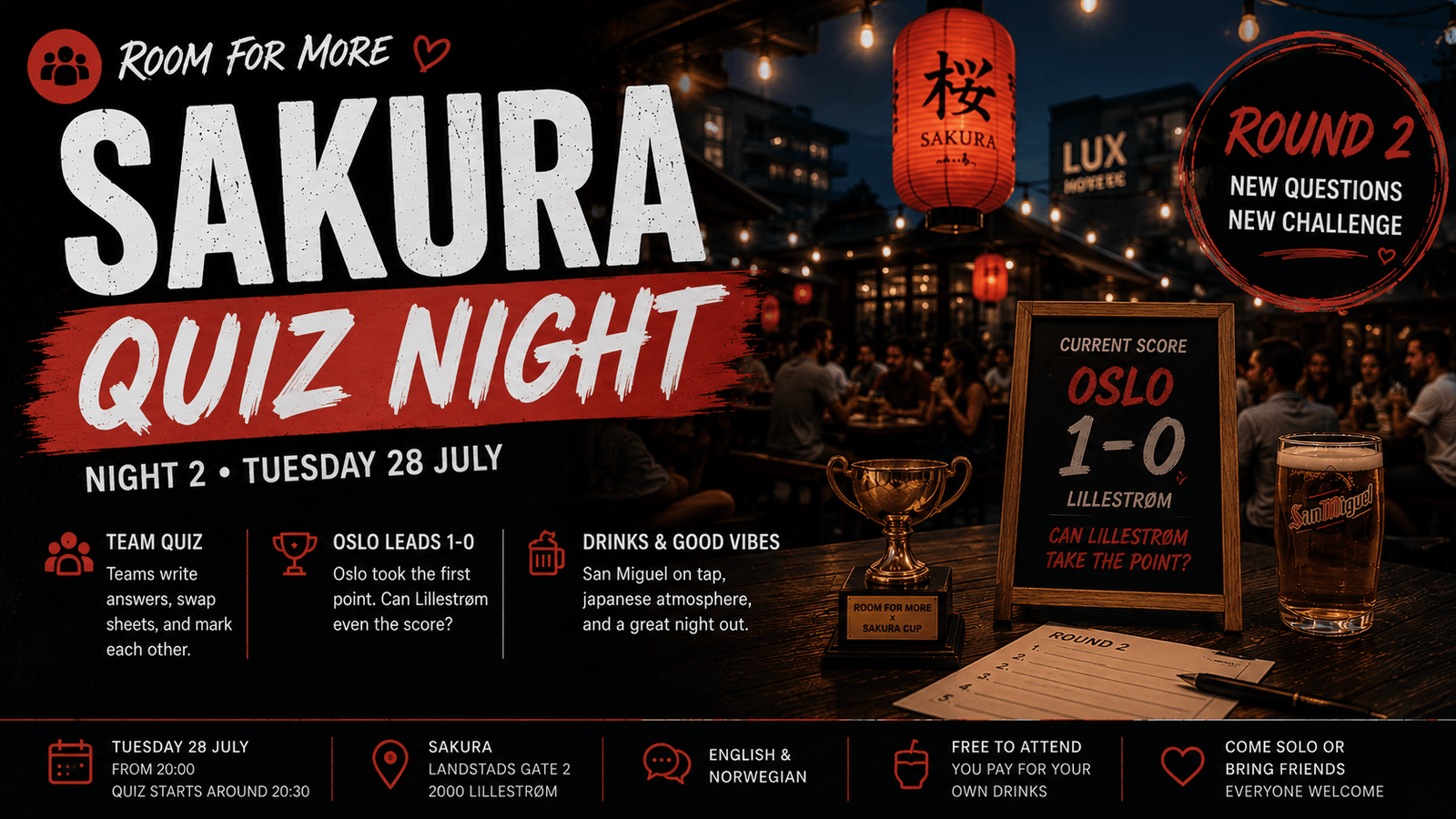 Room for More at Sakura, Lillestrøm — night 2 cover